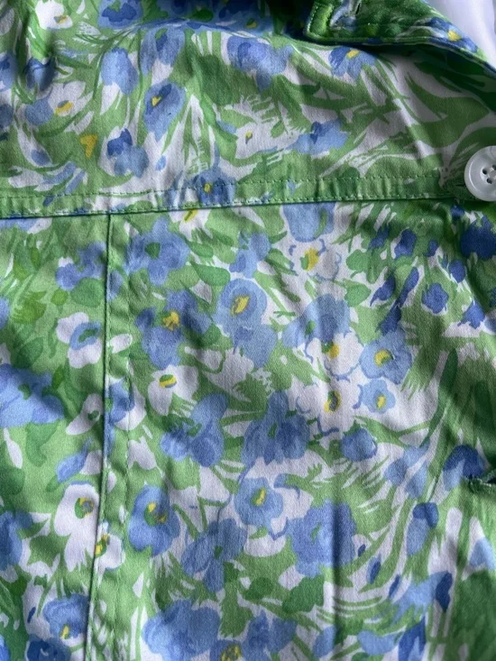 Savvy DT Studio Green Blue Floral Cropped Jacket Lightweight Button Front Spring - Picture 4 of 7